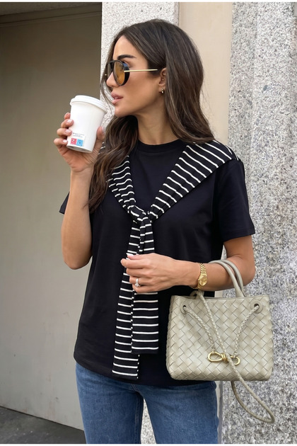 Women's White Modal Shawl Collar 100% Cotton T-Shirt (Shawl Collar Is Included)