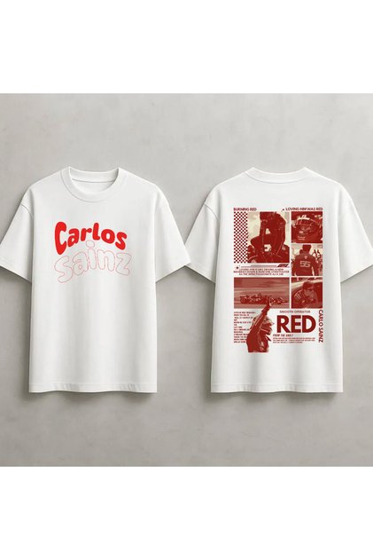 Carlos Sainz F1 Printed Unisex 100% Cotton Oversize T-Shirt