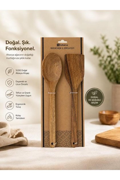 2-Piece Acacia Spoon and Spatula Set