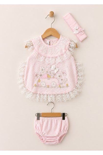 Baby Girl Summer Lace Collar 3-Piece Poncho Set