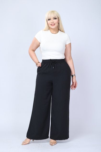 Plus Size High-Waisted Wide Leg Tencel Modal Comfortable Flowy Premium a Plus Quality Trousers - Soft Textured & Stylish for Casual and Office Wear