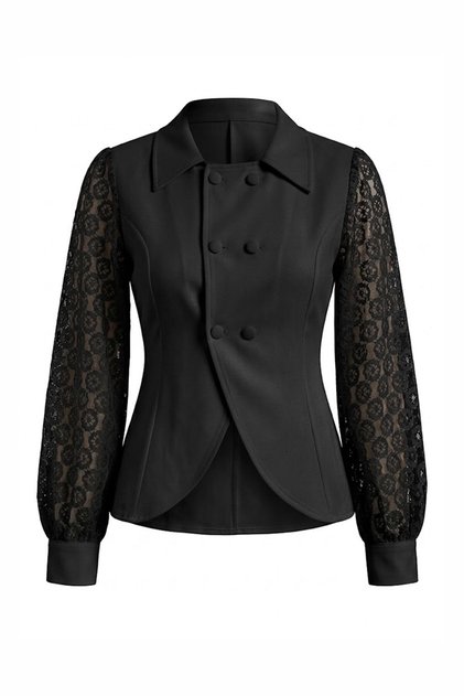 Blouse with Lace Detail on the Sleeves - Black