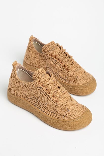 Naz Women's Braided Nude Thick Sole Casual Women's Sneaker