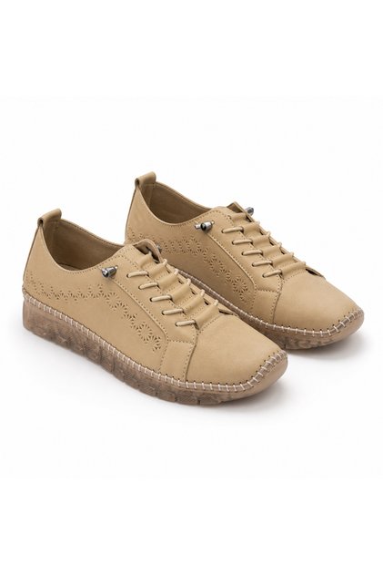 Genuine Leather Casual Shoes with Rubber Laces