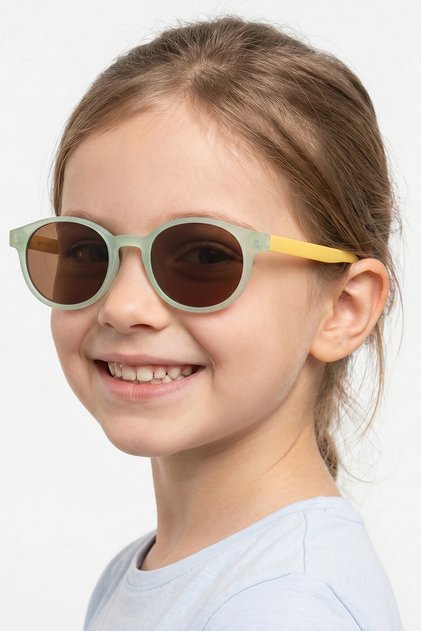 Veneto C2793M Uv400 Protected Polarized Filtered Matte Green Yellow Children's Sunglasses