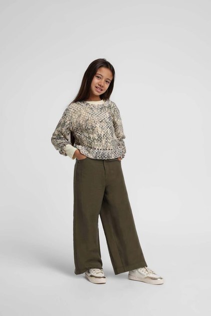 Girl's 5-14 Years Old Tencel Fabric Palazzo Trousers Khaki