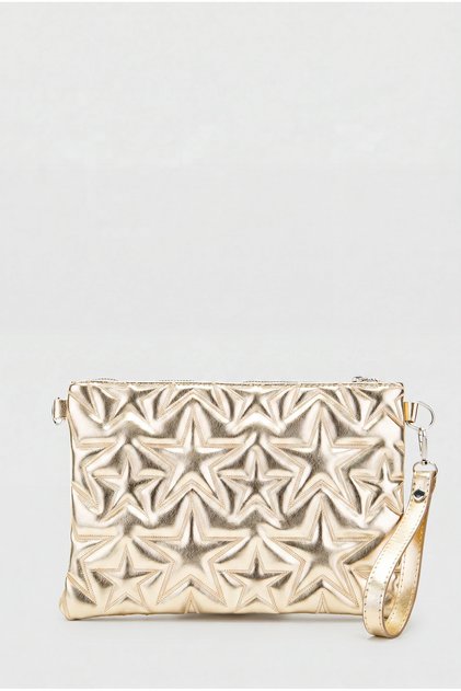 Star Stitched Clutch Star Women's Bag Gold Patent Leather Chain Width27 Length19