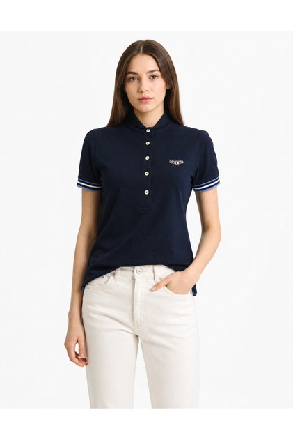Women's Navy Blue Polo Neck T-Shirt 100% Cotton