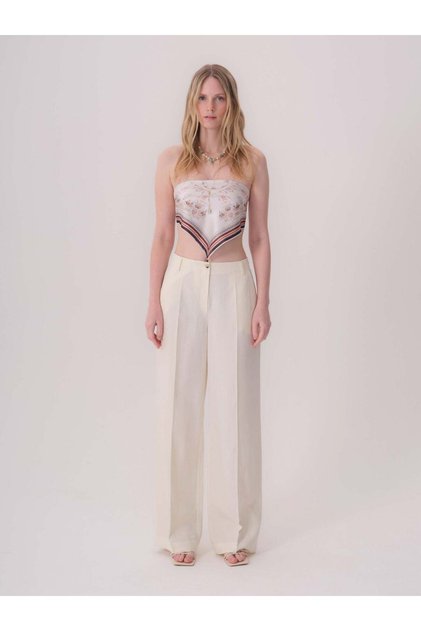 Buttoned Straight-Leg Trousers
