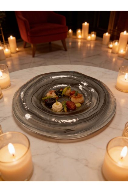 Helix Alabaster Black Deep Plate 25 cm