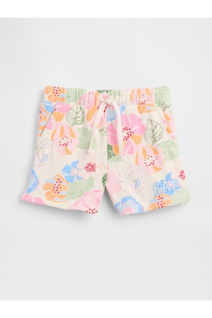 Kız Bebek Çok Renkli Logo Fransız Havlu Kumaş Pull-On Şort