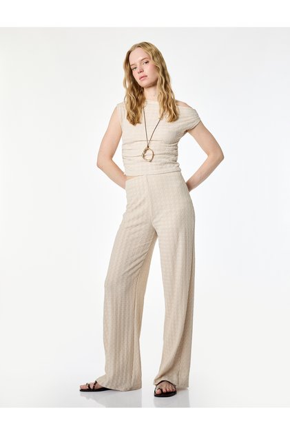 Bürümcük Fabric High Waist Loose Straight Leg Pants