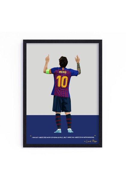 Lionel Messi Barcelona Framed Poster 50x40cm - Football Memorabilia, Wall Art, Soccer Collectible, Gift for Fans