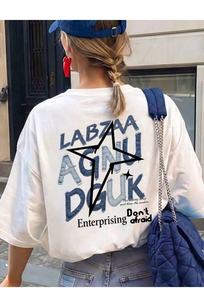 Women's Blue Printed Laabzaa Agnu Dguk T-Shirt