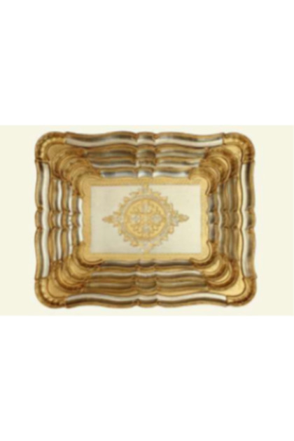 L&M 1/Or-5 Gül Ağacı Gold/Sılver Tepsi 47X38 Cm