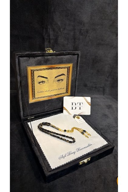 Golden Rosary Kişiye Özel Göz Fotoğraflı Kadife Kutulu Tesbih Seti – Sevgiliye Hediye