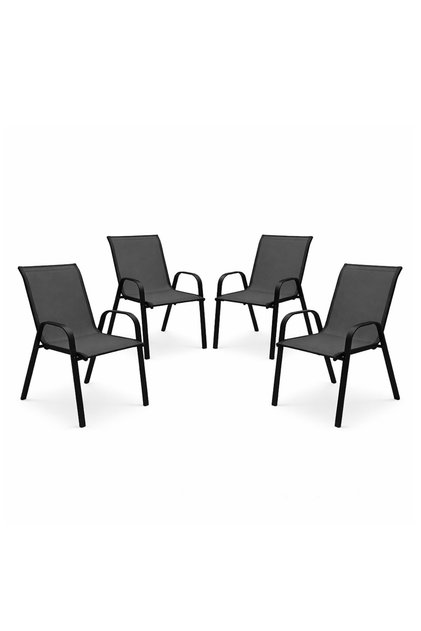 Set de 4 scaune Lago, 55.5x72.5x92.5 cm, Stivuibile, Greutate maximă 110 kg, Negru