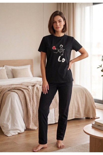 Lo Ve Printed Cotton Lover Couple Pajama Set