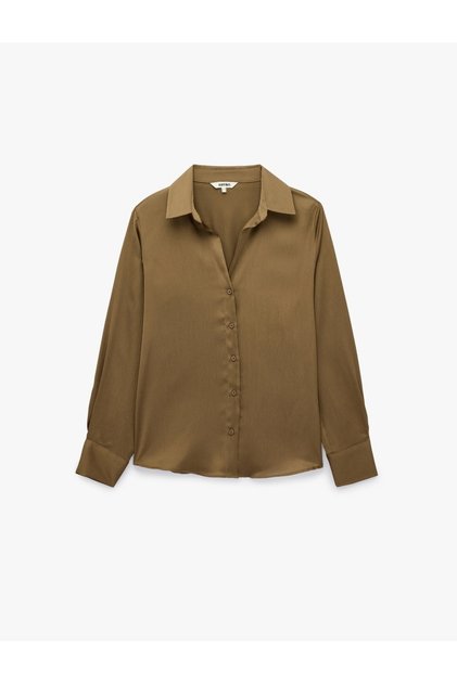 Regular Fit Long Sleeve Classic Collar Satin Shirt