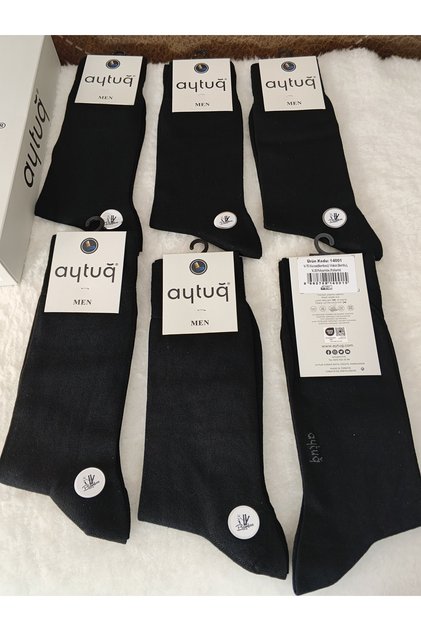 Aytuğ 14001 Seamless Bamboo Men's Socks Single Black Socks 41-45