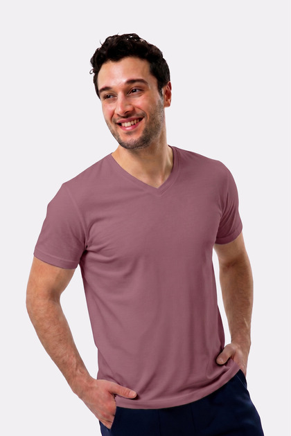 Organic Cotton Dried Rose Men's Short Sleeve V-Neck T-Shirt