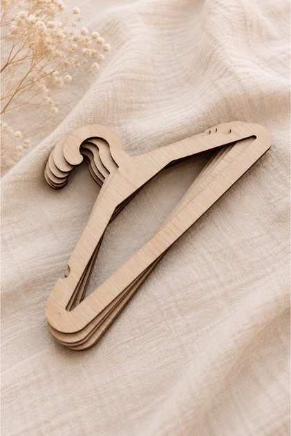 Wooden Children's Hanger 6 Pieces of Hangers - Baby Wardrobe Hanger (Maple Wood Color)