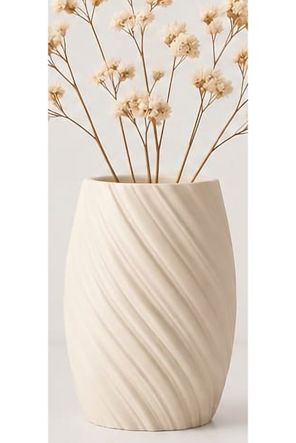 Modern dekoratif şık vazo 20 cm krem