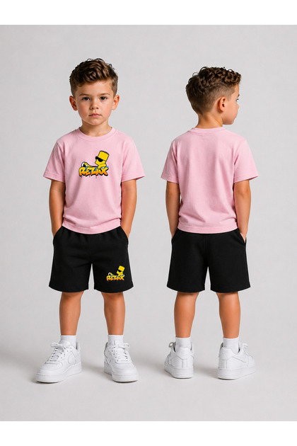 Children's Shorts Set for Boys (Shorts - T-Shirt) Printed Summer Sports Combination Comfortable Fit Set