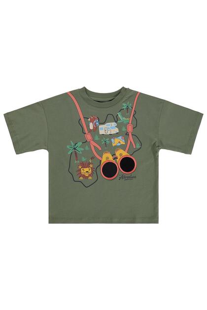 Binoculars Printed T-Shirt for 2-5 Years Old - Khaki