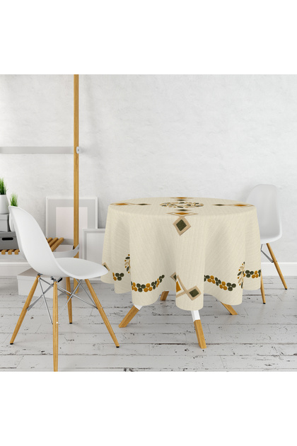 Punch Pattern Printed Round Tablecloth