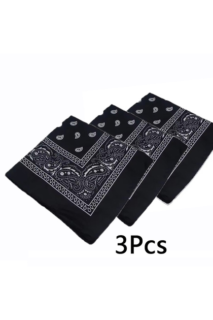 3pcs black Men's and Women's Hip Hop Headbands Fashion Silk Scarves Hairbands Western Cowboy Sports