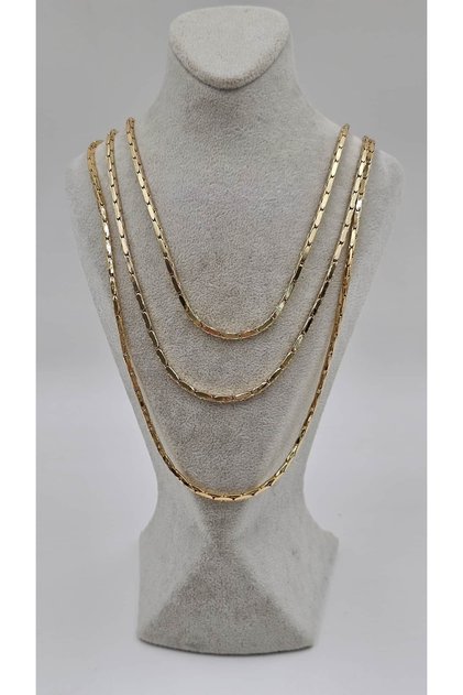 Altın Kaplama Geçme Boru Çelik Zincir Kolye ( 40/50/60 cm)