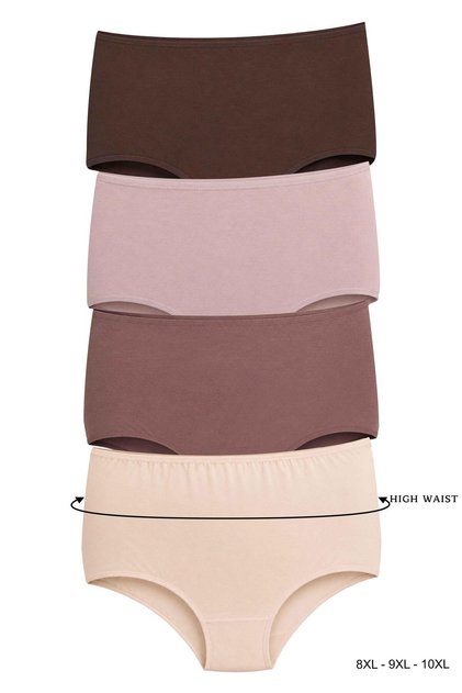 Women's Laundry Cotton Solid Color High Waist Wide Waistband Oversize Panties 4-Pack