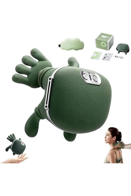 Massager Neck and Shoulder Massager 4D Deep Kneading With Dual Heat Cordless Rechargeable Soft Silicone Heads For Back Arms Legs Calves Olive Green
