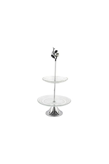 Silver Glass 2-Tier Presentation Tray 20X38Cm