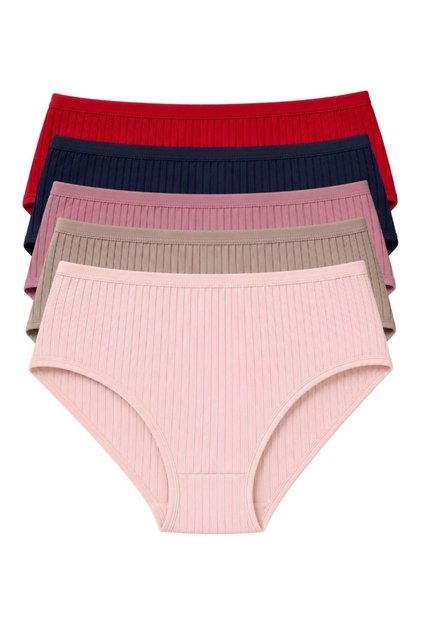 Striped Bamboo Bato Women's High Waist Panties Colorful 5-Pack
