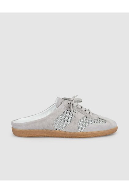Gray Suede Leather Women's Mule Sneaker