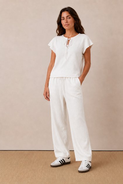 Women's Loose Blouse and Straight-Leg Pants Set Casual Comfortable Two-Piece Set