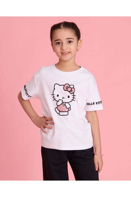 Girls White Hello Kitty T-shirt