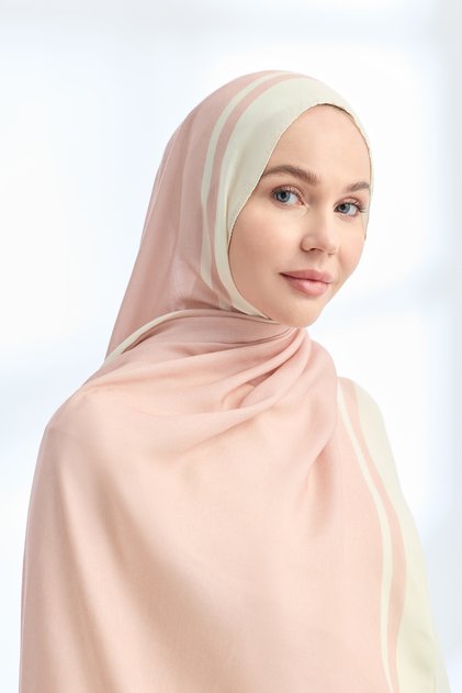 Elegant Harmony Frame Desen Shawl - Powder