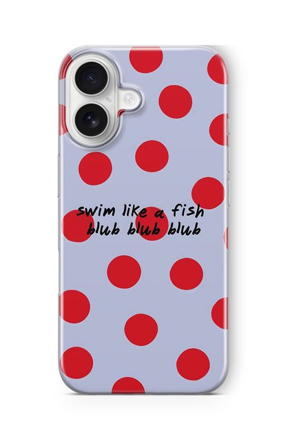 iPhone 16 Plus Compatible Red Polka Dot Patterned Transparent Phone Case