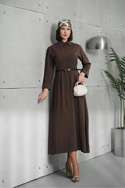 Leather Belted Modal Dress