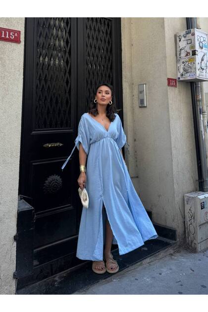 Langes Leinenkleid für Damen