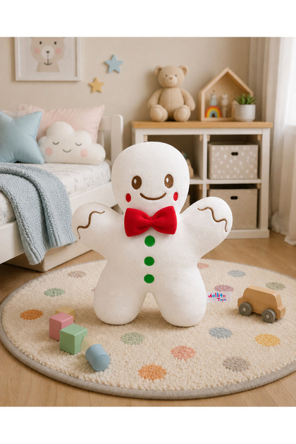 30 cm Beyaz Kurabiye Adam Peluş Oyuncak – Yumuşak Sevimli Gingerbread Bebek – Çocuk ve Bebek Uyku Arkadaşı