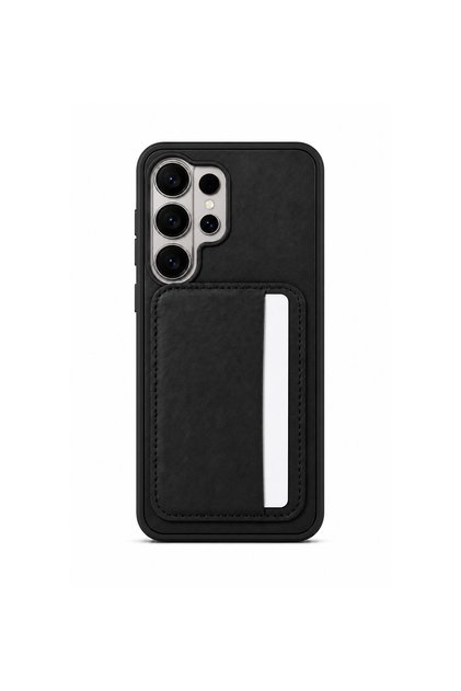Cardx Samsung S26 Ultra Compatible Vegan Leather Card Holder Camera Protected Case Black