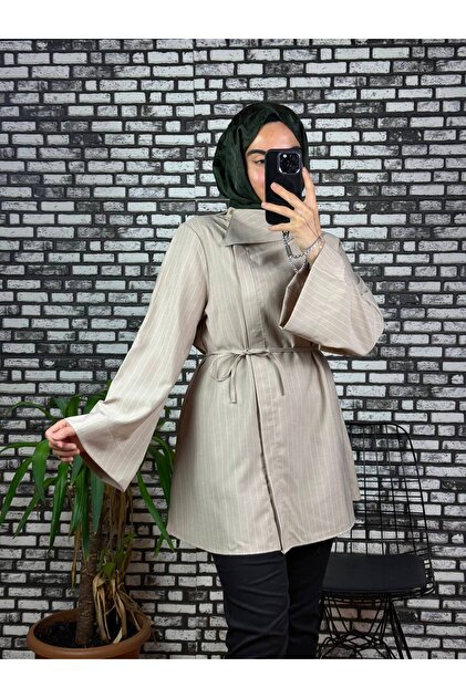 Striped Dora Jacket with Tie-Up Detail, Standard Size