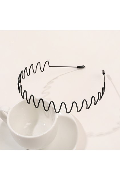 7 Unisex Metal Wavy Spring Hair Hoop Black Non Slip Outdoor Sports Headbands For Women Men Hair Acc.