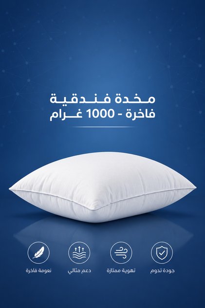 مخدة فندقية فاخرة - 1000 جرام - 100% قطن مع حشوة مايكروفايبر