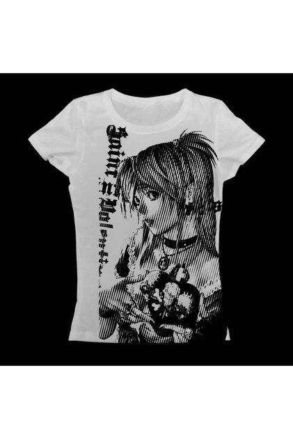 White Vintage Anime Misa Amane Saint Gothic Y2K Short Sleeve Crop
