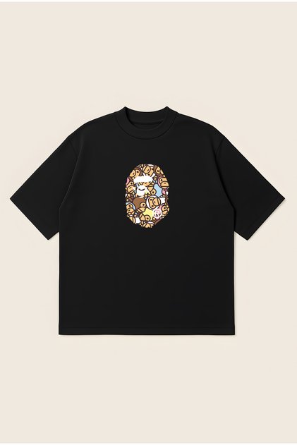 Bape Baby Milo Multi Big Ape Head Oversize Boxy Cut Unisex 100% Cotton Printed Tshirt | Streetwear